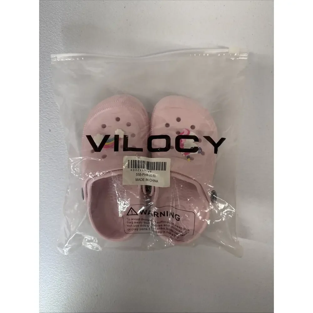 Vilocy Girls Charms Detailed Clogs in pink Size 25 (8.5-9c)